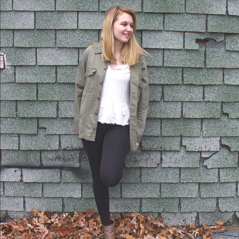 green jean jacket